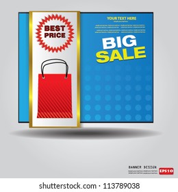 Blue big sale banner for text,Vector