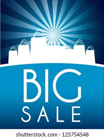 Blue big sale over blue background vector illustration