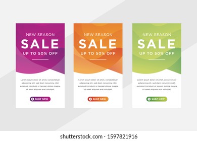 Blue Big Sale. Standard size web banners set. Vector Web Banners. vertical banner with gradient purple, orange and green colors. new season sale special offer design layout. 
