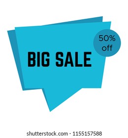 Blue big sale sticker with text. Sale label template. Vector illustration

