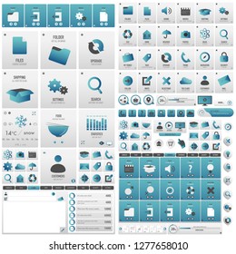 Blue big set of buttons for infographics
