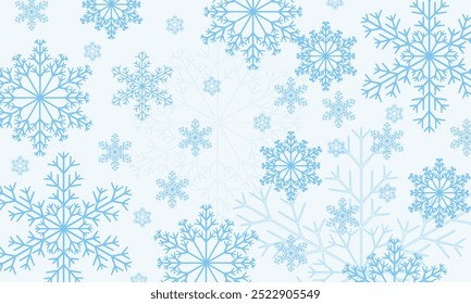 Blue  big and small snowflake Christmas background.