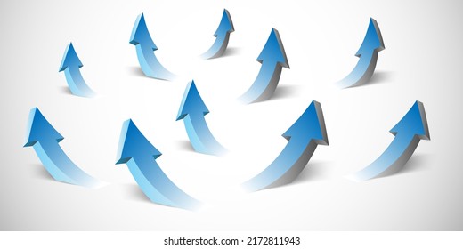 Blue Big Thick Curved 3D Arrows Pattern Background -  Vector Design Template