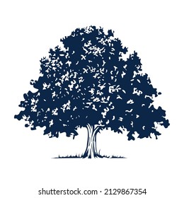 Blue big tree vector icon illustration