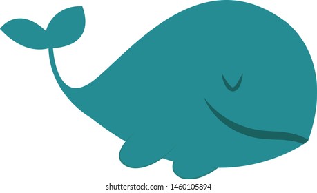 Blue big whale, illustration, vector on white background.