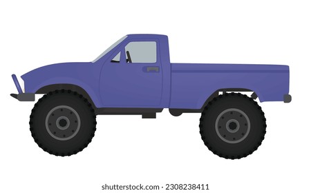 Blue big wheels truck. vector