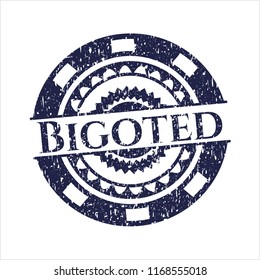 Blue Bigoted distress rubber stamp with grunge texture