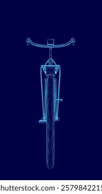 Blue bike with a blue frame. The bike is in a blue background