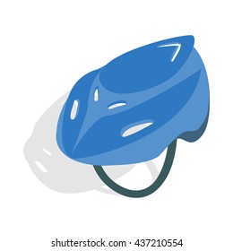 Blue bike helmet icon, isometric 3d style