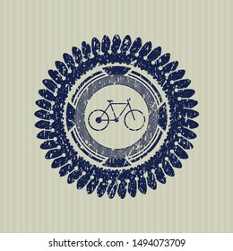 Blue bike icon inside rubber texture
