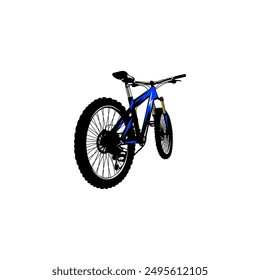 blue bike rear view right side vector illustration