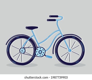 blue bike trasnport recreational icon