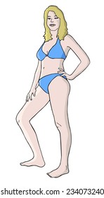 Blue bikini draw