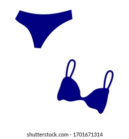 Blue bikini vector icon. Illustration of female fashion concept. Underwear on summer beach.
