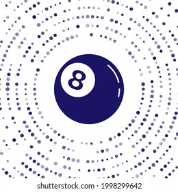 Blue Billiard pool snooker ball with number 8 icon isolated on white background. Abstract circle random dots. Vector