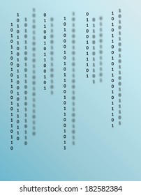 blue binary background with 0 and 1 with different blur