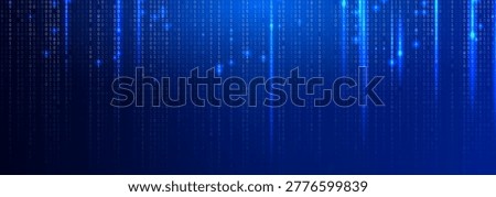 Blue Binary Code Background Glowing Digital Data Stream for AI Coding, Data Encryption, Cybersecurity, Software Engineering, Cloud Code Computing. Digital Transformation Technology Vector Backdrop