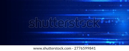 Blue Binary Code Background Glowing Digital Data Stream for AI Coding, Data Encryption, Cybersecurity, Software Engineering, Cloud Code Computing. Digital Transformation Technology Vector Backdrop