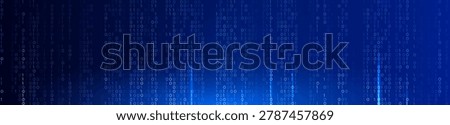 Blue Binary Code Background Glowing Digital Data Stream for AI Coding, Data Encryption, Cybersecurity, Software Engineering, Cloud Code Computing. Digital Transformation Technology Vector Backdrop