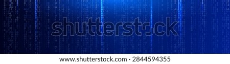 Blue Binary Code Background Glowing Digital Data Stream for AI Coding, Data Encryption, Cybersecurity, Software Engineering, Cloud Code Computing. Digital Transformation Technology Vector Backdrop