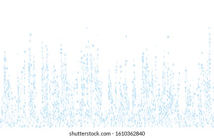 Blue binary code cyber background. Hacker coding concept, row matrix vector. Information decryption and encryption backdrop. Binary numbers 1, 0. Zero, one numbers cyber monday sale background.