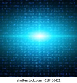 Blue Binary Computer Code Background. Cyber Future Wallpaper. Vector Illustration