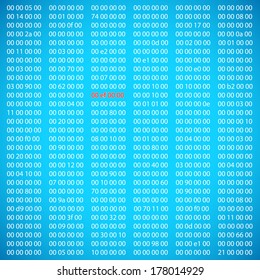 Blue binary computer code repeating vector background illustration