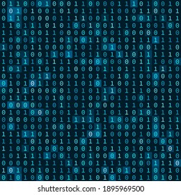 Blue Binary Computer Code Repeating Seamless Pattern Background. EPS10 Vector