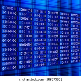 Blue binary computer code repeating vector background . Eps 10 vector illustration