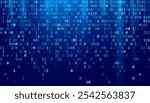 Blue Binary Data Software Programming Code Background. Random Parts of Program Code. Digital Data Technology Concept. 1 0 Machine Code. Random Binary Data Matrix Wide Vector Illustration.