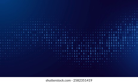 Blue Binary Data Software Programming Code Background. Random Parts of Program Code. Digital Data Technology Concept. 1 0 Machine Code. Random Binary Data Matrix Wide Vector Illustration.