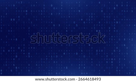 Blue Binary Data Software Programming Code Background. Random Parts of Program Code. Digital Data Technology Concept. 1 0 Machine Code. Random Binary Data Matrix Wide Vector Illustration.