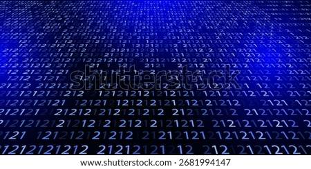 Blue Binary Data Software Programming Code Background. Random Part of Program Code. Digital Data Technology Concept. Machine Code 12. Random Binary Data Matrix Wide Vector Illustration.