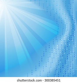 Blue binary square background. Vector color illustration