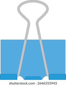 Blue Binder Clip Flat Minimal Vector for Office Supplies, Organizational Stationery, Editable Isolated Icon