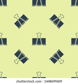 Blue Binder clip icon isolated seamless pattern on white background. Paper clip.  Vector Illustration