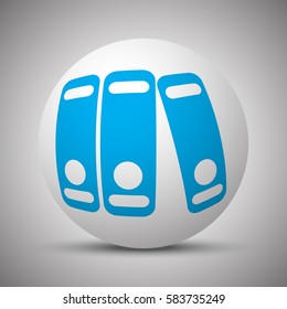 Blue Binders icon on white sphere