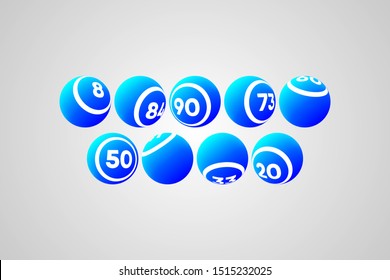 Blue Bingo Balls Vector Illustration