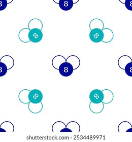 Blue Bingo or lottery ball on bingo card with lucky numbers icon isolated seamless pattern on white background.  Vector