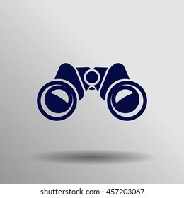 blue Binoculars Icon button logo symbol concept high quality on the gray background