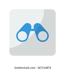 Blue Binoculars icon on grey rounded square button on white