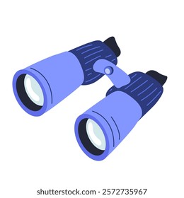 Blue Binoculars. Vector illustration, simple cartoon style