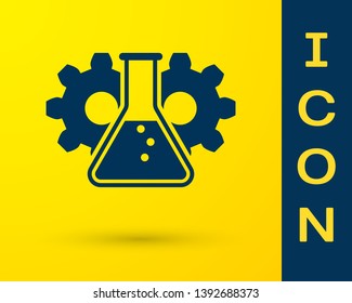 Blue Bioengineering icon isolated on yellow background. Element of genetics and bioengineering icon. Biology, molecule, chemical icon. Vector Illustration