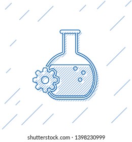 Blue Bioengineering line icon isolated on white background. Element of genetics and bioengineering icon. Biology, molecule, chemical icon. Vector Illustration