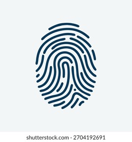 Blue biometric fingerprint security identification icon. Vector Illustration