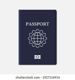 Blue biometric passport isolated on white background vector illustration.