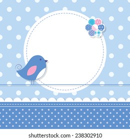 blue bird baby boy greeting card