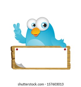 Blue Bird with Big Signboard