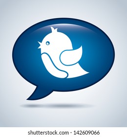 blue bird with bubble over blue background vector illustration