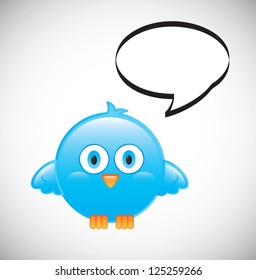 blue bird with bubble over white background vector illustration